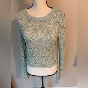 Aeropostale Light Sage Open Knit Long Sleeve Sweater | Sz M